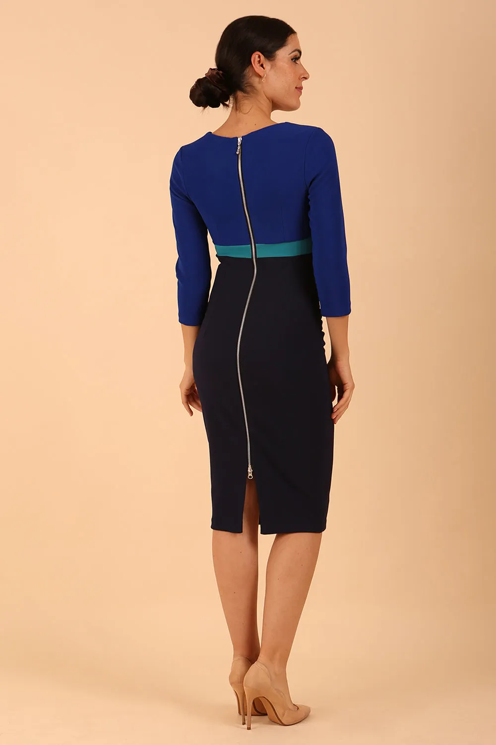 Nadia 3/4 Sleeve Colour Block Dress
