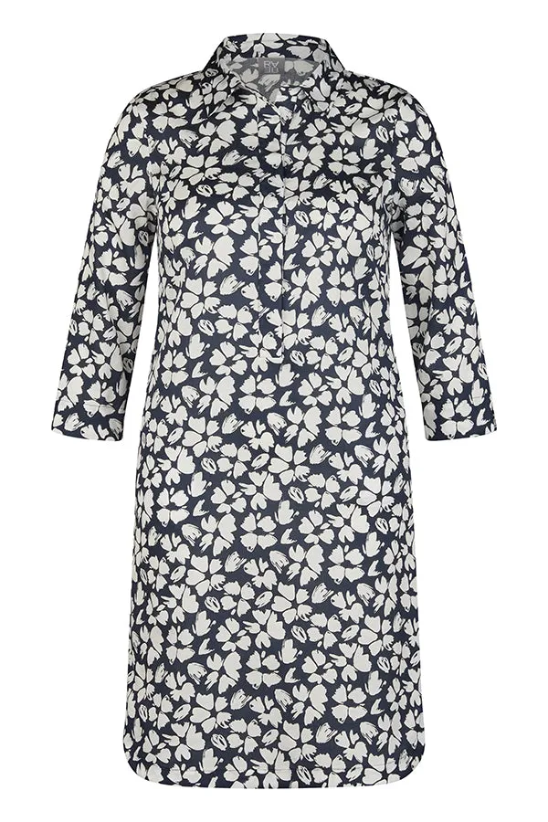NAVY FLORAL MIDI DRESS