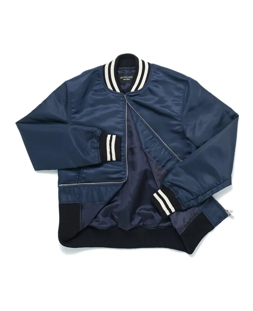 Navy Nylon Bomber Jacket