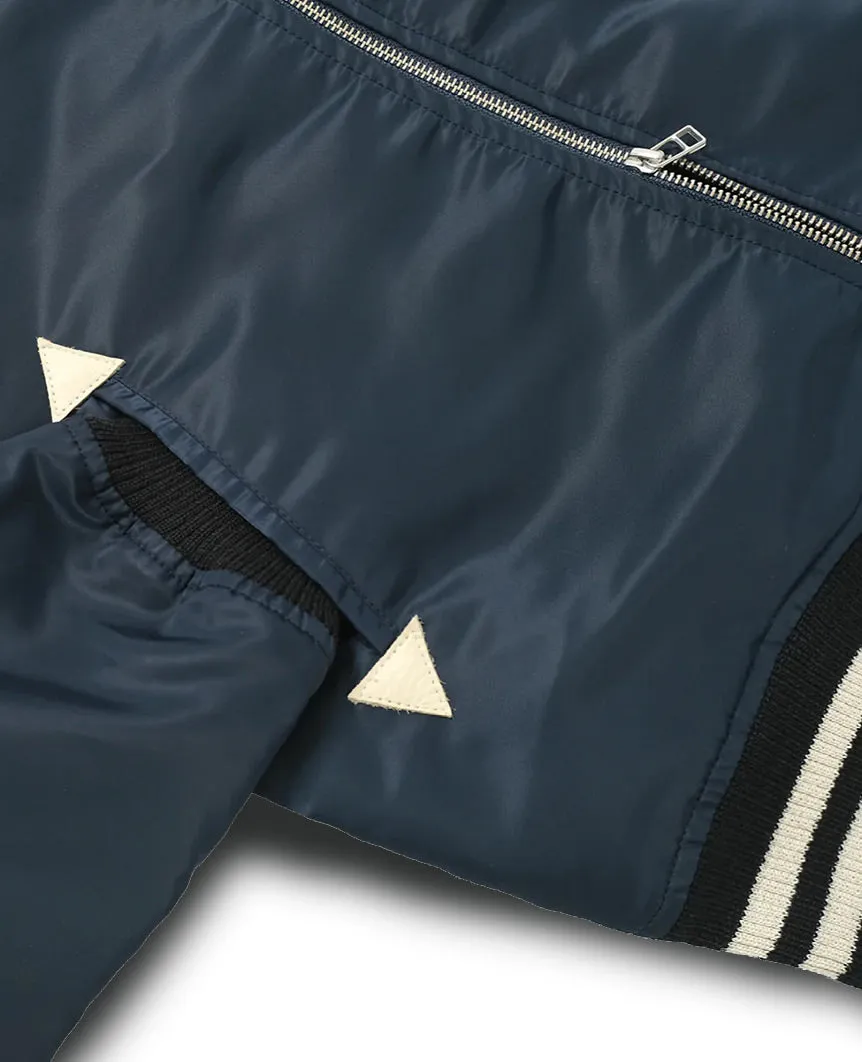 Navy Nylon Bomber Jacket