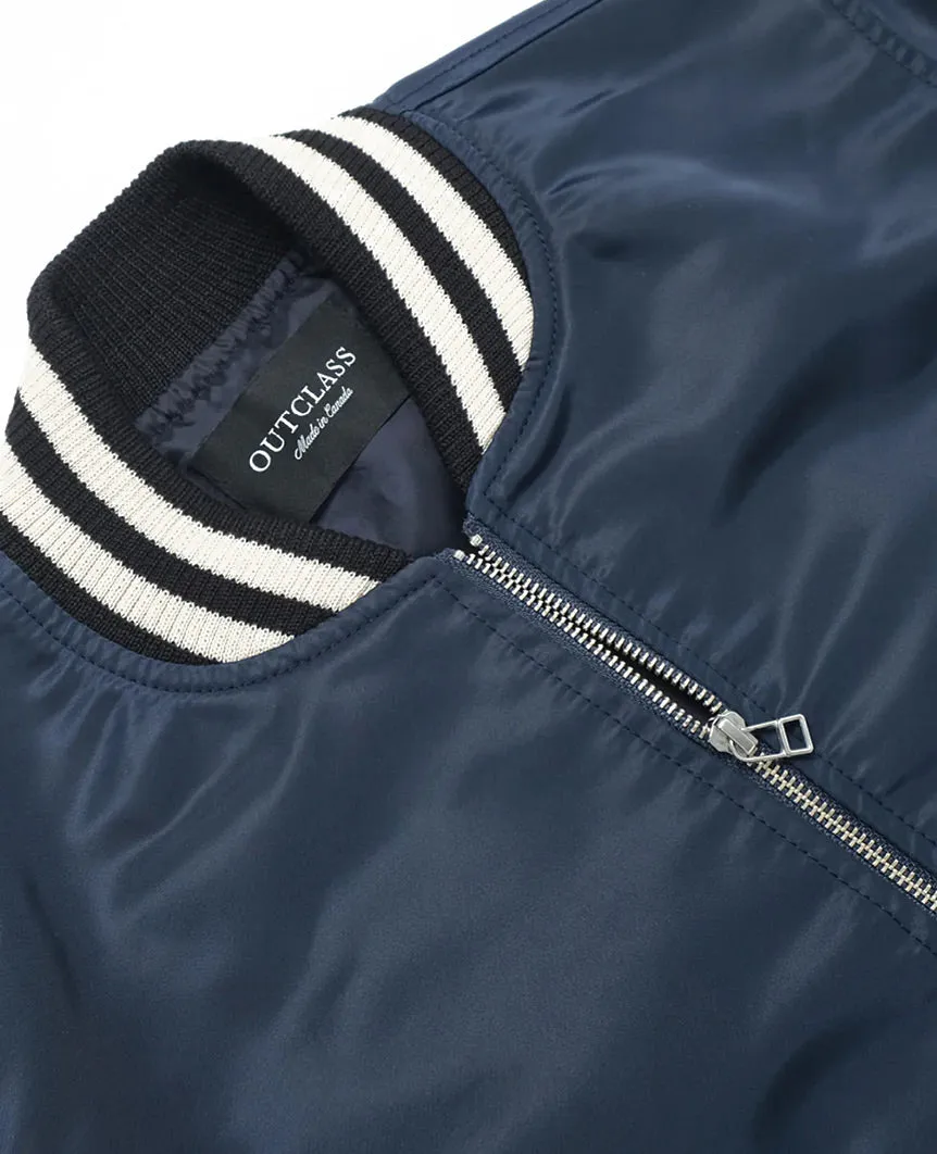 Navy Nylon Bomber Jacket
