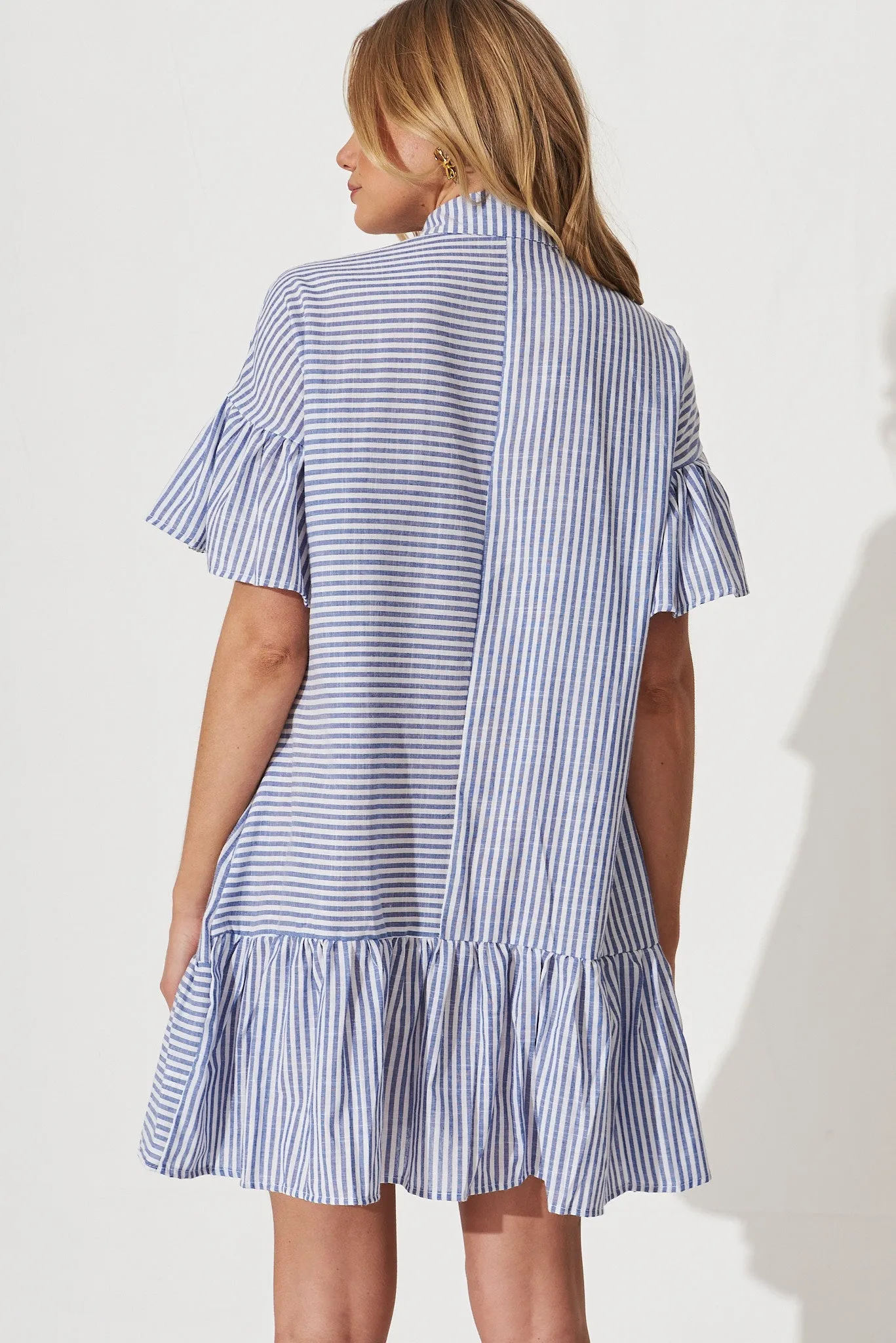 Navy Striped Cotton Dress by Freya