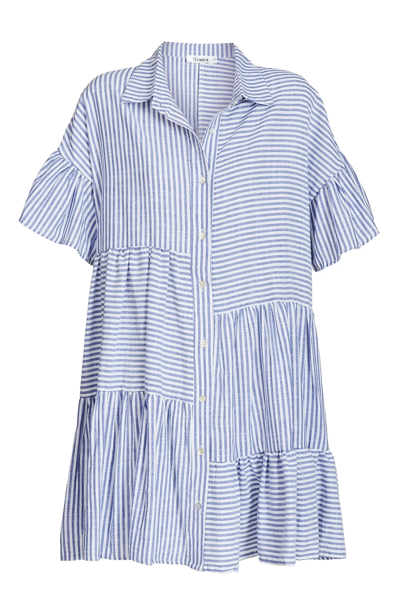 Navy Striped Cotton Dress by Freya