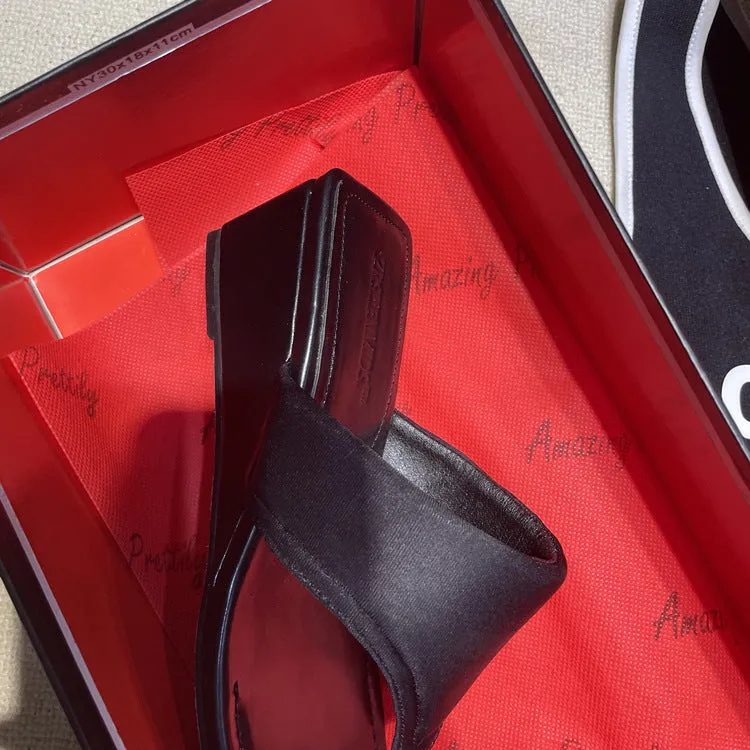 NEW & INSTOCK - Korean French Style Leather Wedge Slipper