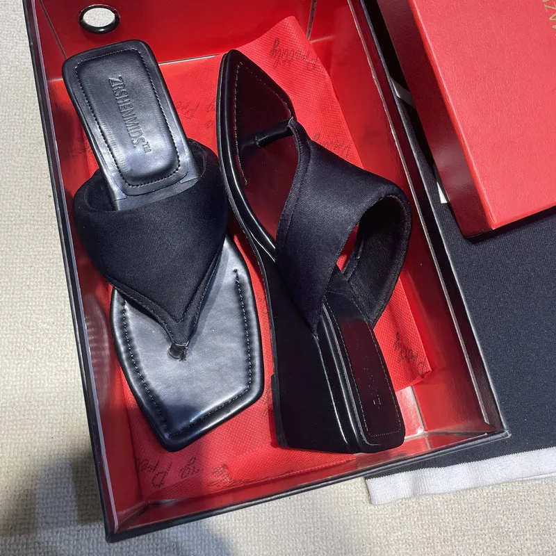 NEW & INSTOCK - Korean French Style Leather Wedge Slipper
