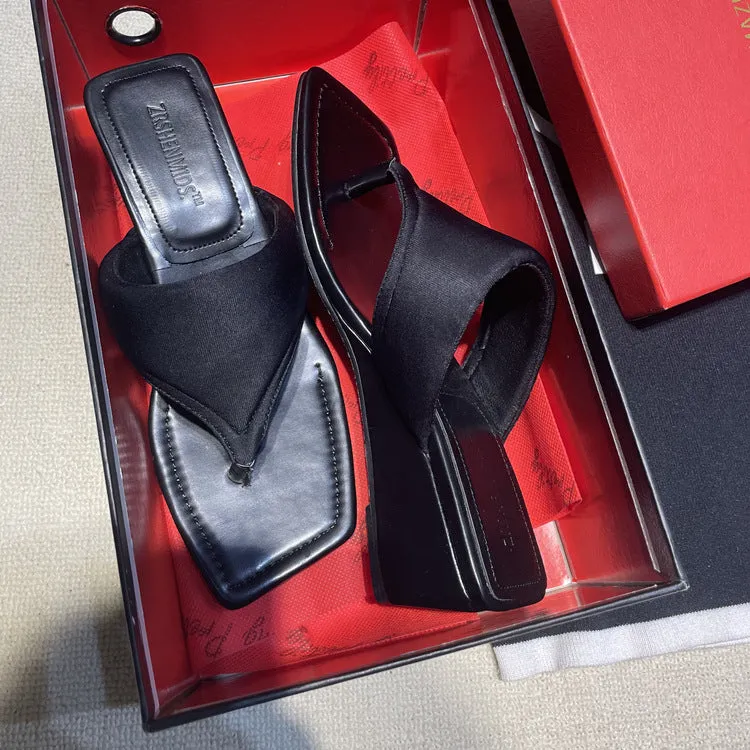 NEW & INSTOCK - Korean French Style Leather Wedge Slipper