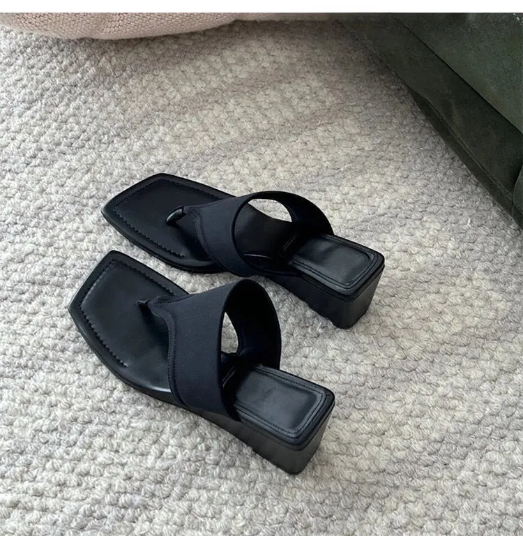 NEW & INSTOCK - Korean French Style Leather Wedge Slipper