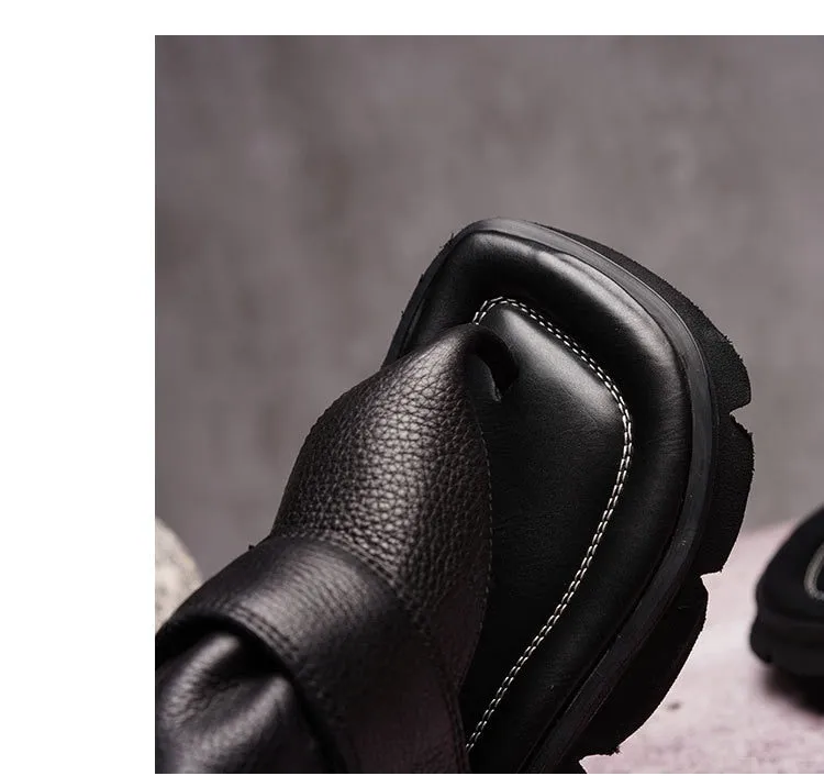 new hot fashion hand-to-neck casual shoes thick-soled sports leather comfortable soft beach shoes