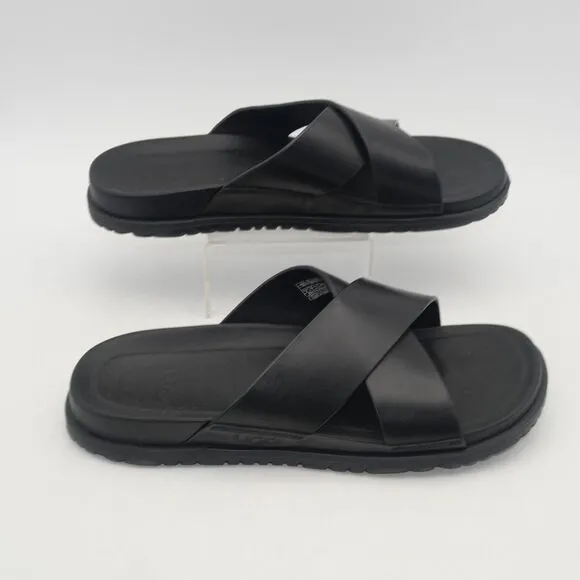 NEW UGG Wainscott Slide Sandals Shoes Black Leather Men's 8