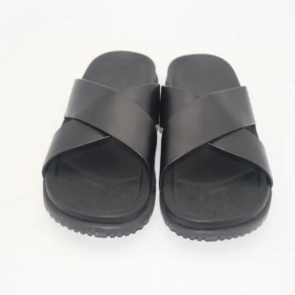 NEW UGG Wainscott Slide Sandals Shoes Black Leather Men's 8