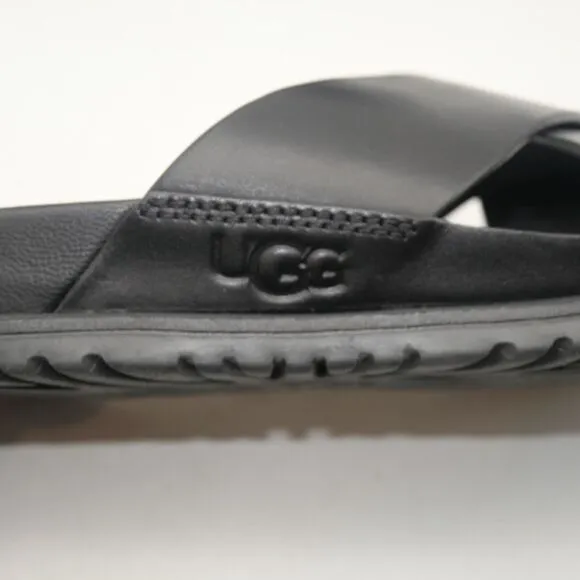 NEW UGG Wainscott Slide Sandals Shoes Black Leather Men's 8