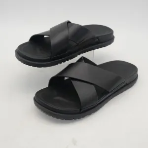 NEW UGG Wainscott Slide Sandals Shoes Black Leather Men's 8