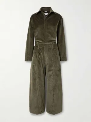 New Yorker cropped cotton-blend corduroy jumpsuit