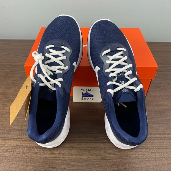 Nike Revolution 6 Midnight Navy White Sneakers DC3728-401 running Mens Sz