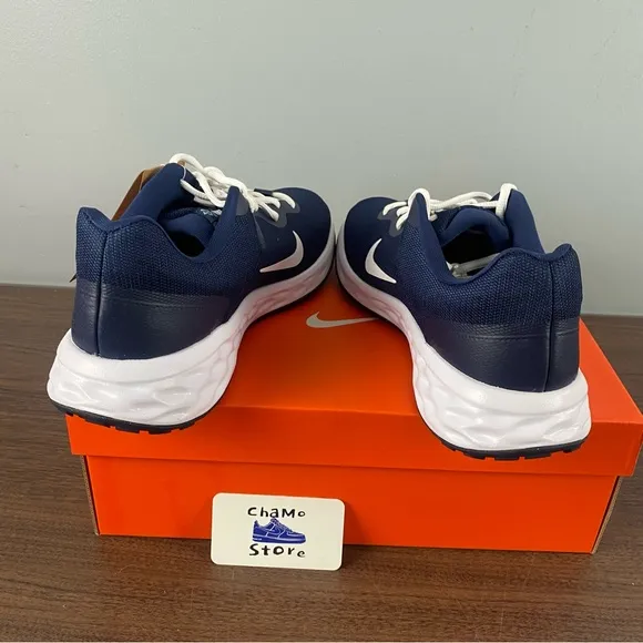 Nike Revolution 6 Midnight Navy White Sneakers DC3728-401 running Mens Sz