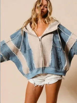 No Doubt About It Jacket: Oatmeal/ Denim