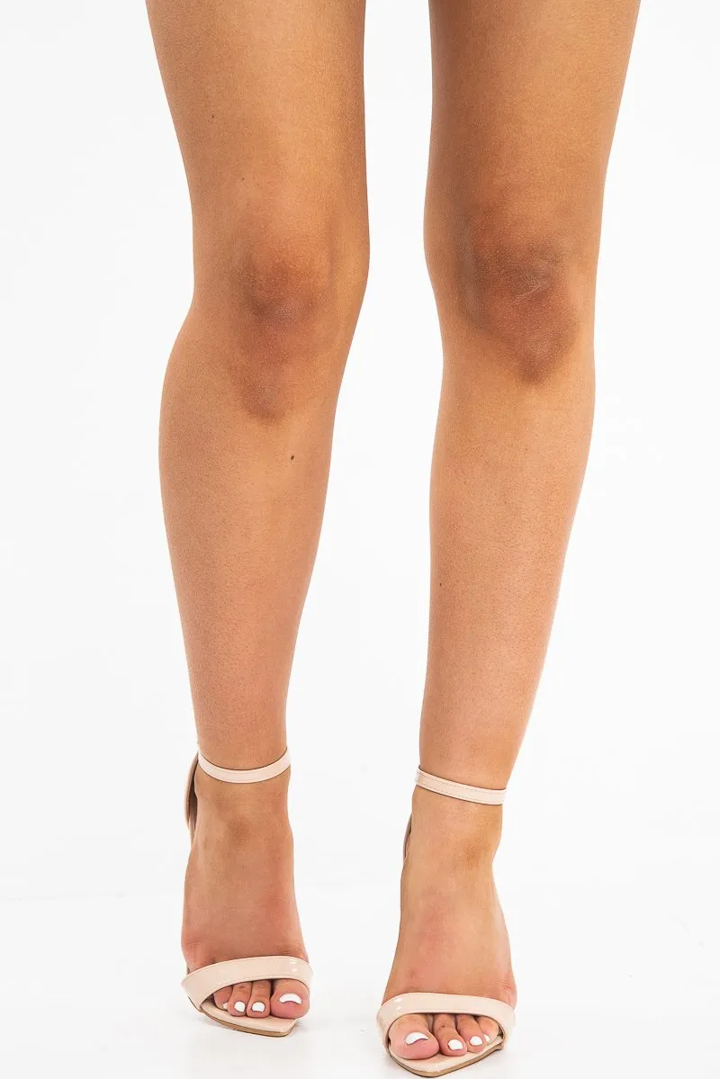 Nude Patent Pointed Toe Barely There Heels - Berklee