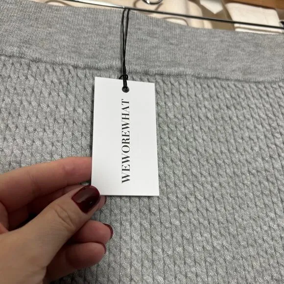 NWT WeWoreWhat Womens Cable Knit Skirt Mini Heather Grey Medium