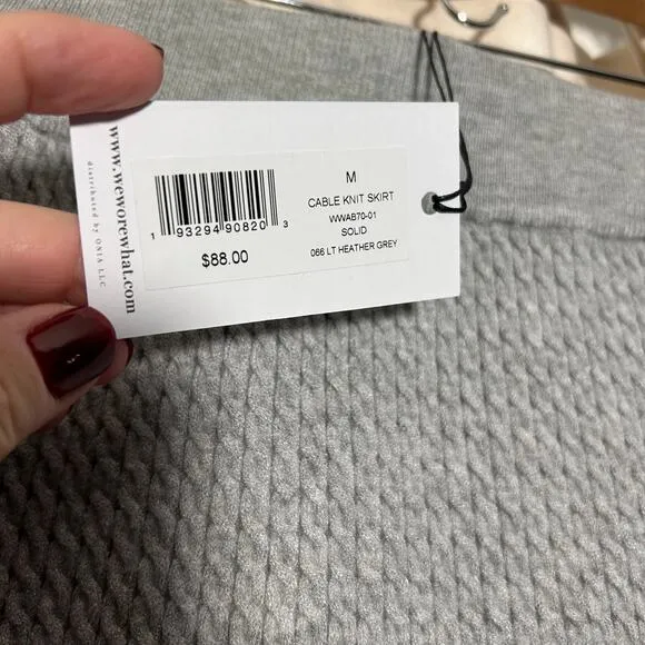 NWT WeWoreWhat Womens Cable Knit Skirt Mini Heather Grey Medium