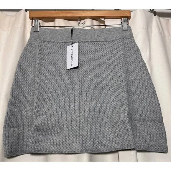 NWT WeWoreWhat Womens Cable Knit Skirt Mini Heather Grey Medium