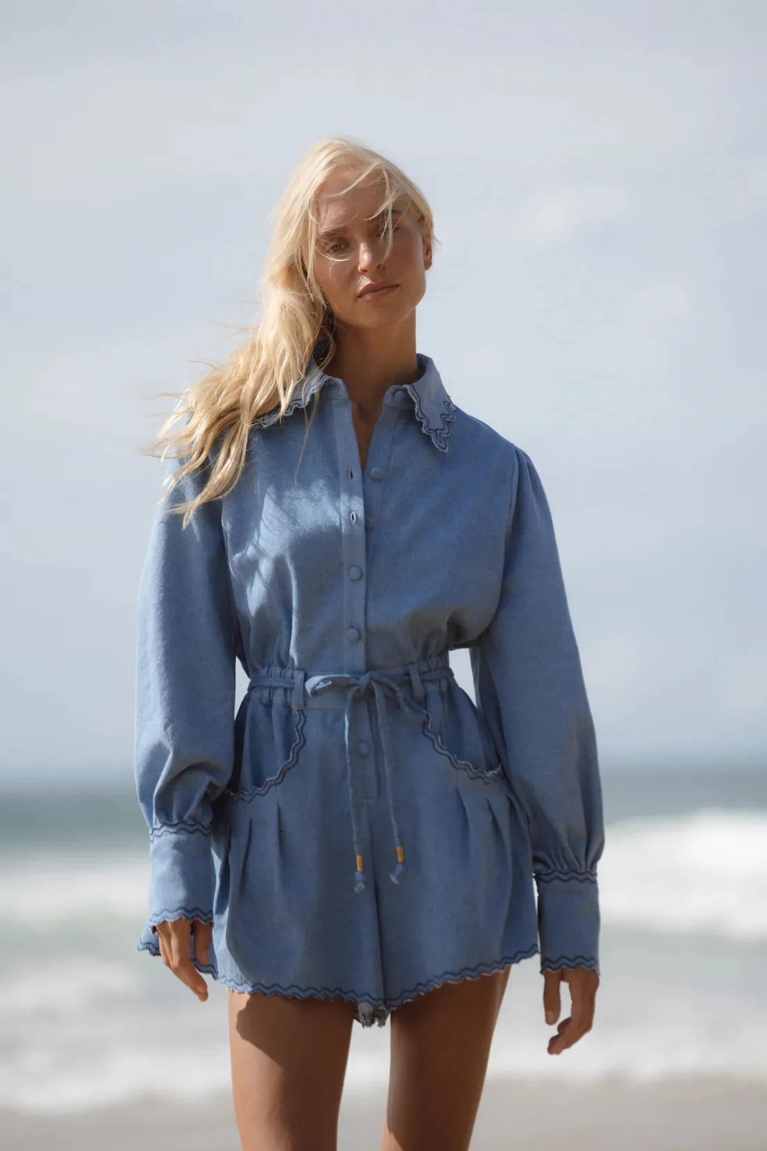 ODET - Sail Denim Romper BLEU