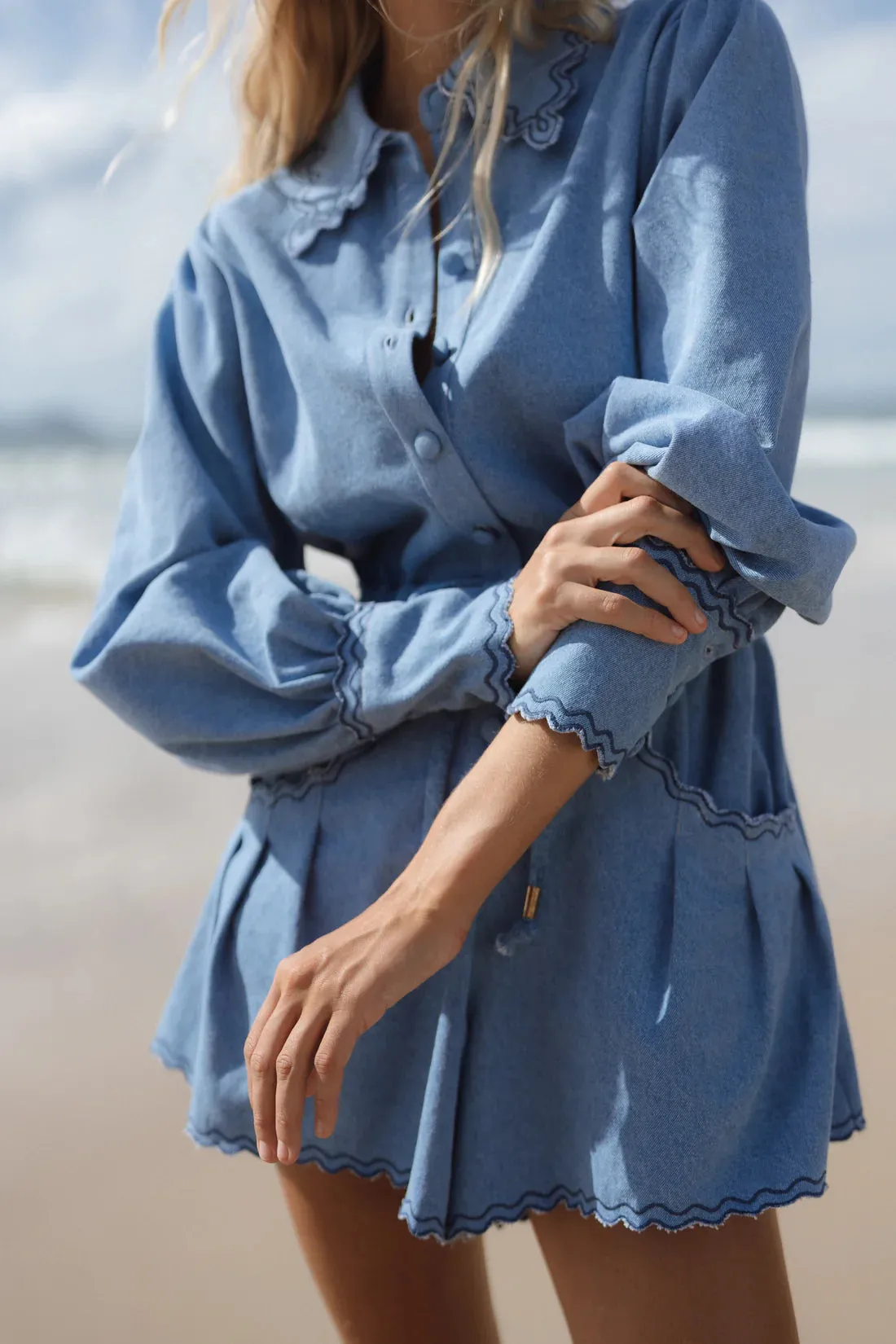 ODET - Sail Denim Romper BLEU