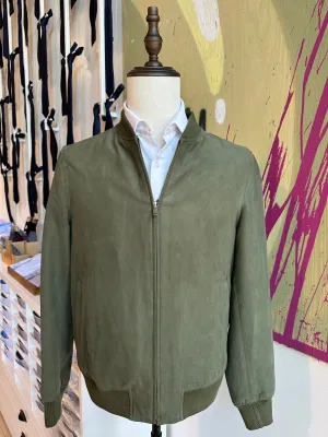 Olive Microsuede Bomber Jacket