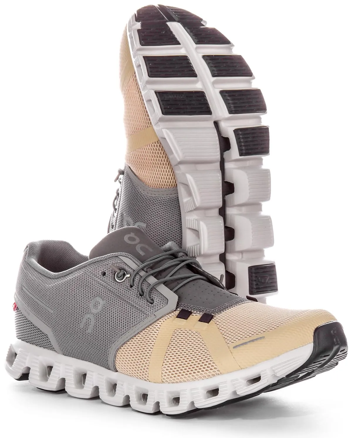 On Men's Cloud 5 Running Sneakers (Fog/Savannah, US Footwear Size System, Adult, Men, Numeric, Medium, 7.5)