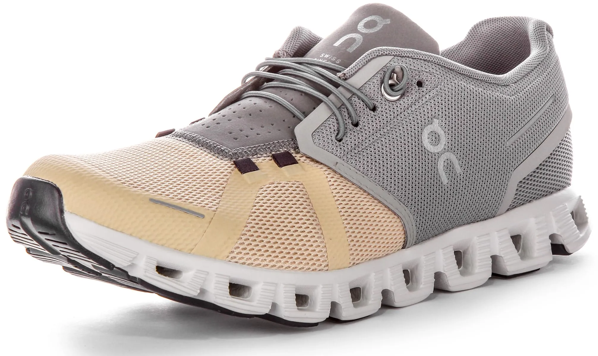 On Men's Cloud 5 Running Sneakers (Fog/Savannah, US Footwear Size System, Adult, Men, Numeric, Medium, 7.5)