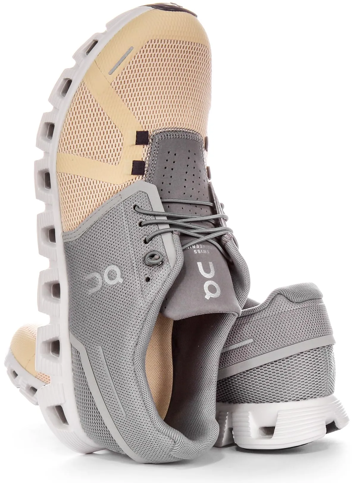 On Men's Cloud 5 Running Sneakers (Fog/Savannah, US Footwear Size System, Adult, Men, Numeric, Medium, 7.5)