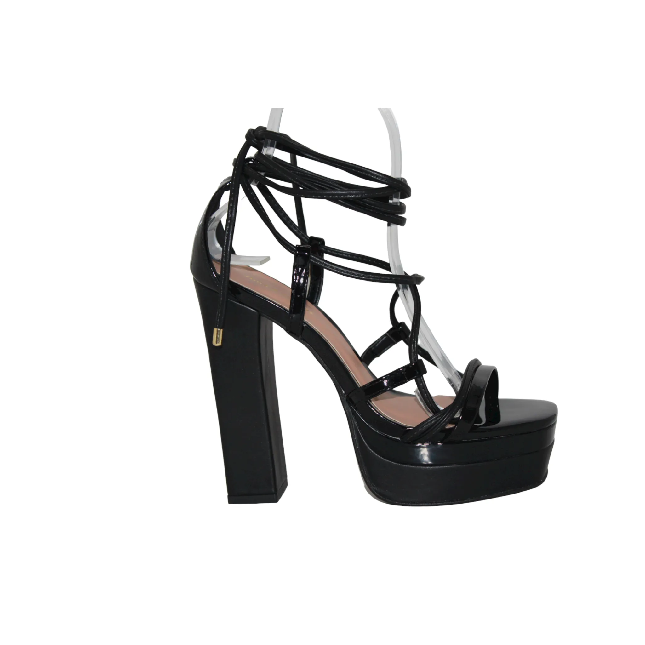 Open Toe Ankle Tie Up Platform Heels