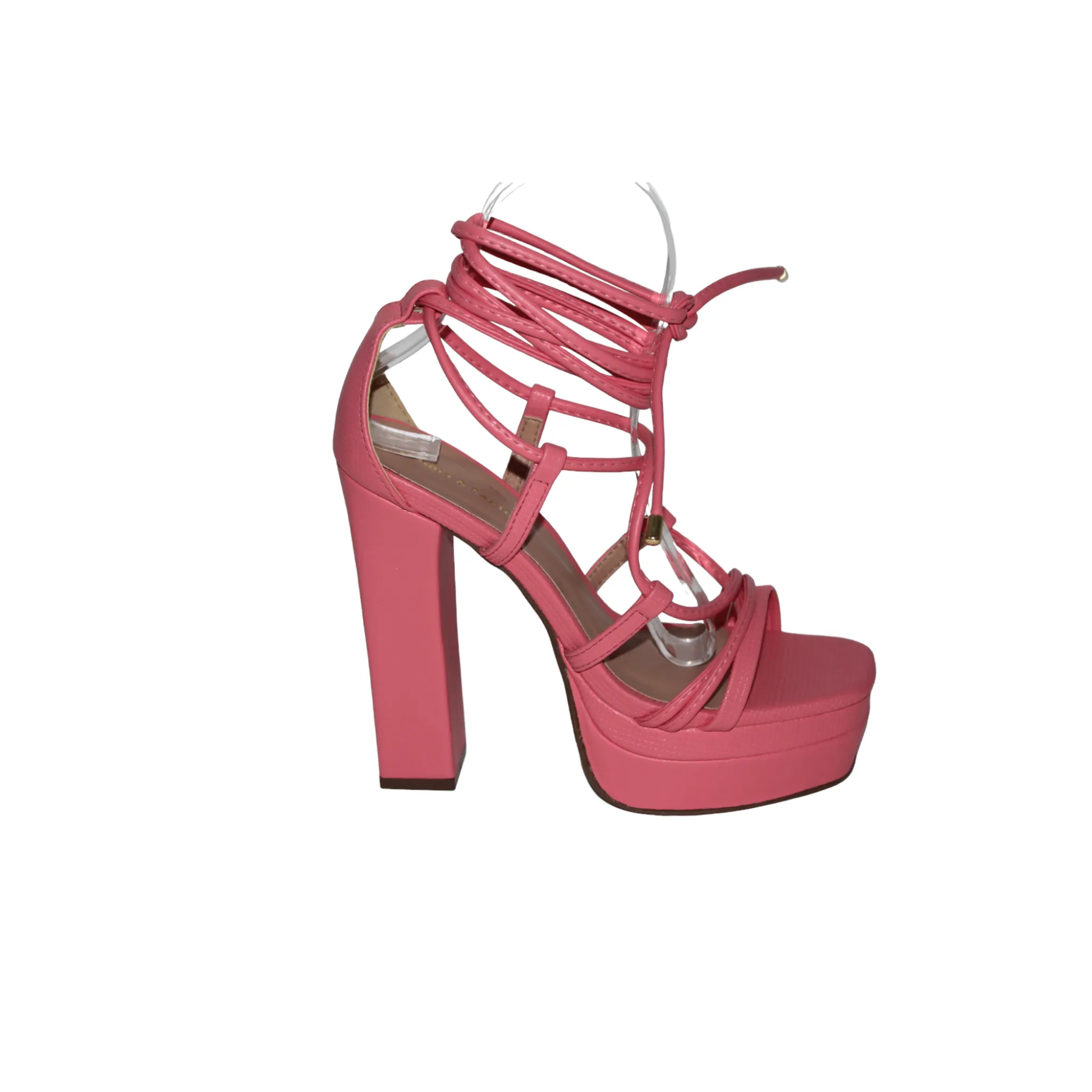 Open Toe Ankle Tie Up Platform Heels