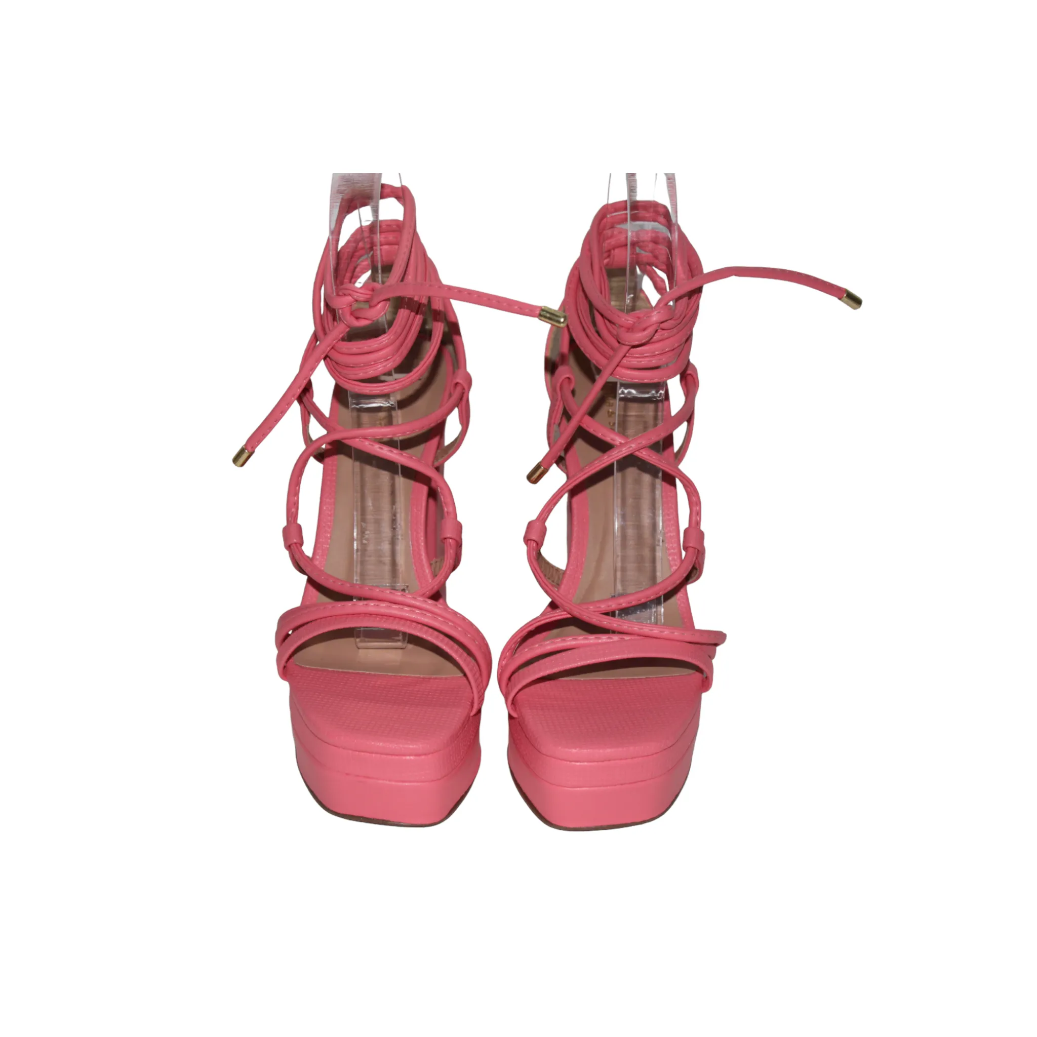 Open Toe Ankle Tie Up Platform Heels