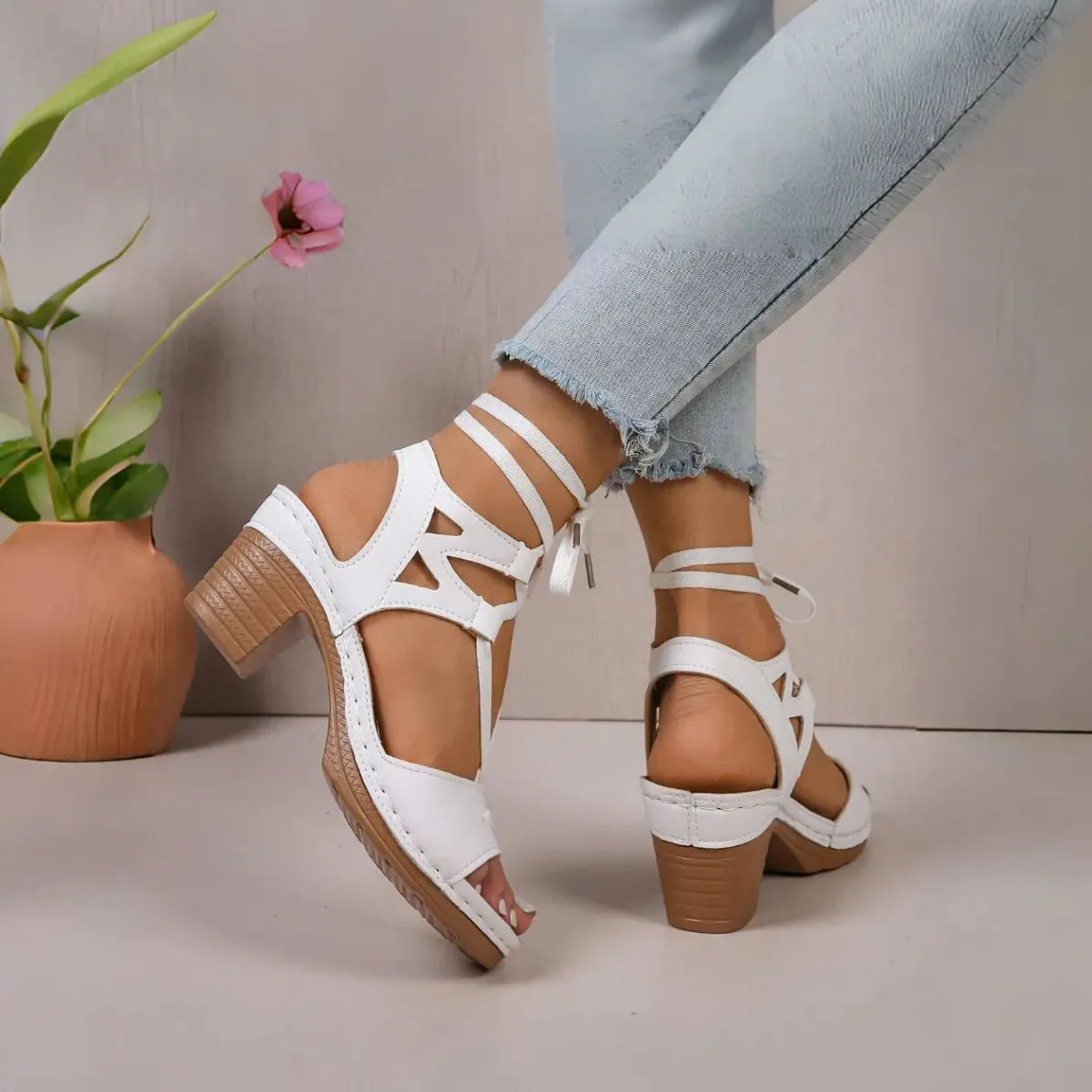 Open Toe Block Heels Sandals