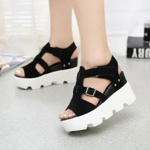 Open Toe Platform Gladiator Wedges