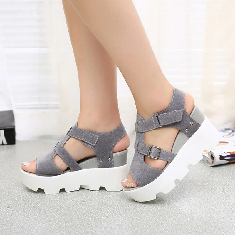 Open Toe Platform Gladiator Wedges
