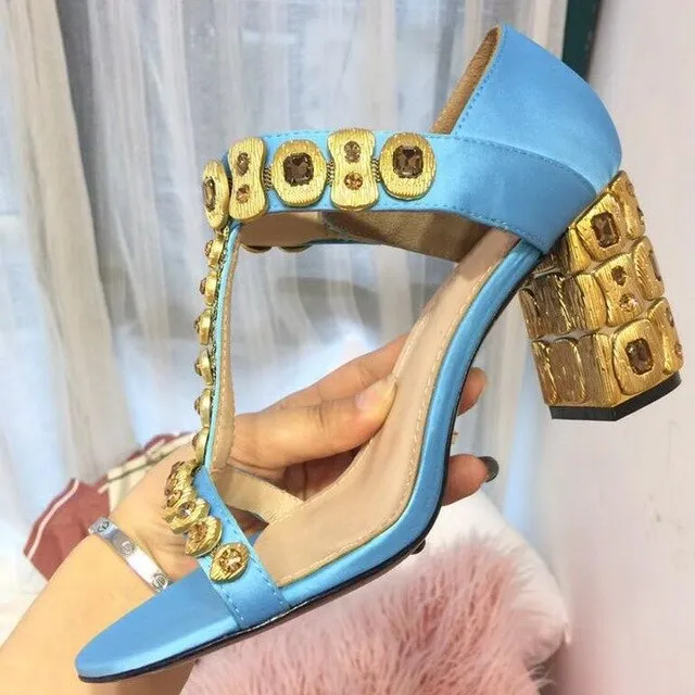 Open Toe T-strap Crystal Diamond High Heel Shoes Women Elegant Wedding Shoe