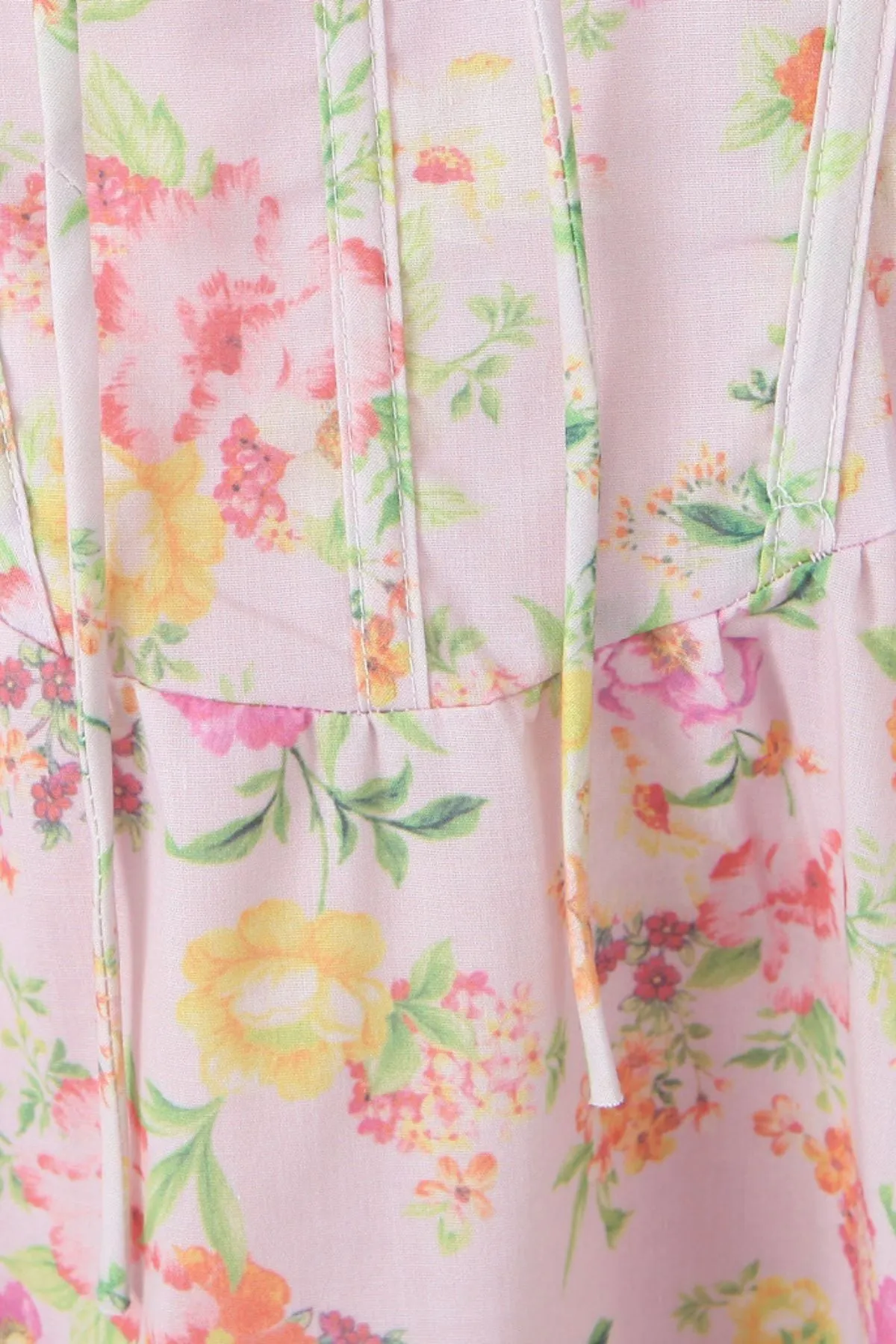 OPHELIA Floral Bustier A-Line Midi Dress (Pink)