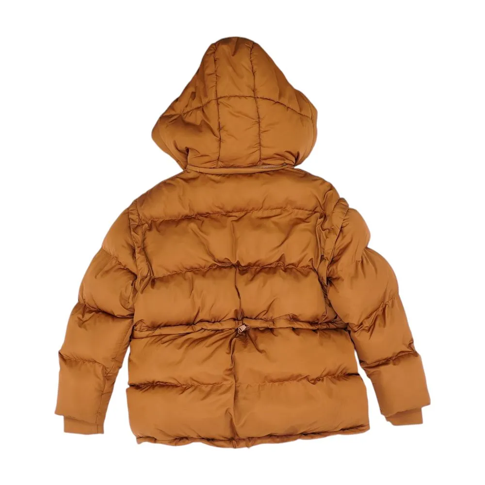 Orange Solid Puffer Coat
