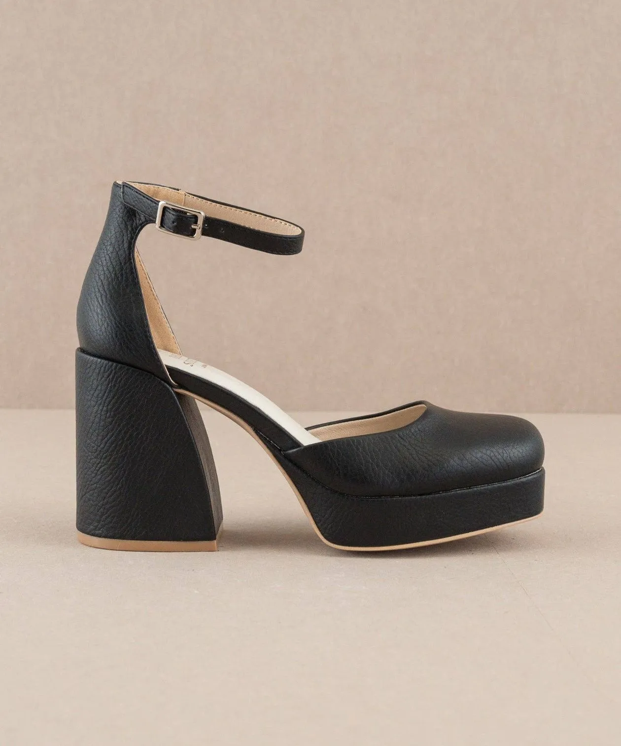 Oslo Black Chunky Platform Heels - Black
