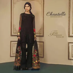 Pakistani designer Dress chiffon by Chantell Jazmin in Black - C 819