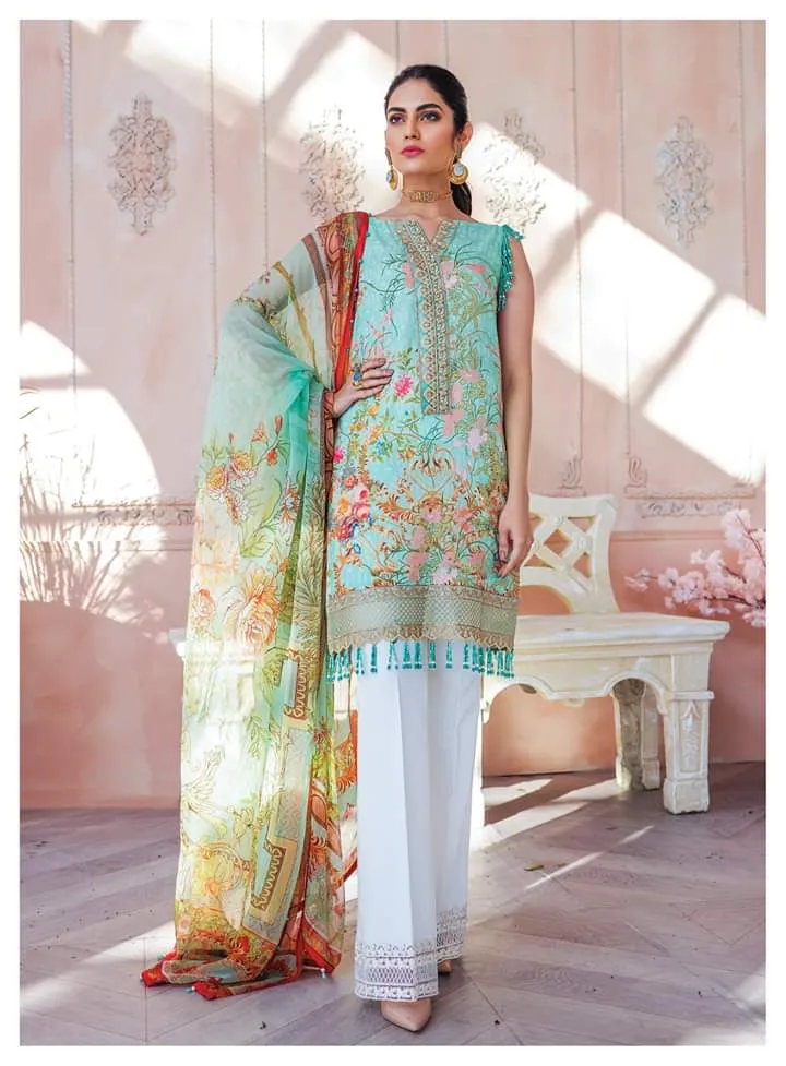 Pakistani Designer Lawn Dress in Mint Green #M0013