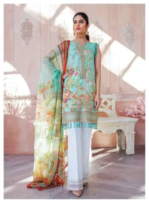 Pakistani Designer Lawn Dress in Mint Green #M0013