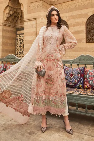 Pakistani embroidered designer eid outfit in lavish peach color # E2205