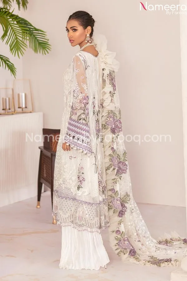Pakistani White Purple Soft Party Wear Dress #PN236