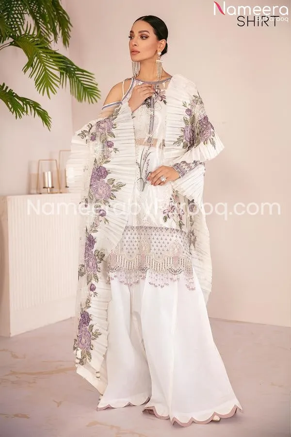 Pakistani White Purple Soft Party Wear Dress #PN236