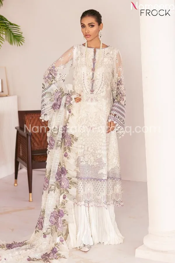 Pakistani White Purple Soft Party Wear Dress #PN236