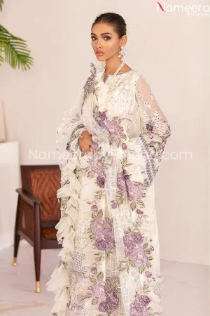 Pakistani White Purple Soft Party Wear Dress #PN236