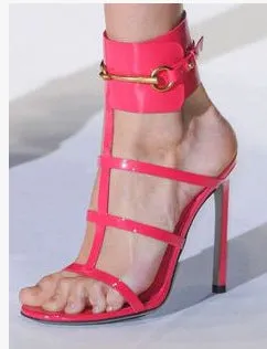Party Wedding Metallic Botton Stiletto Heels Slingback Sandals