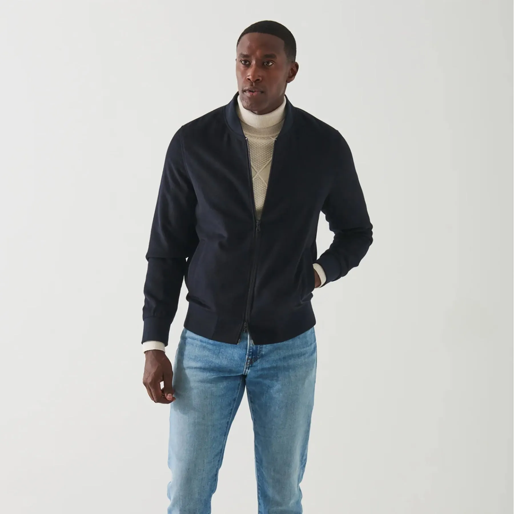 Patrick Assaraf Cashmere Baseball Bomber - Dark Navy